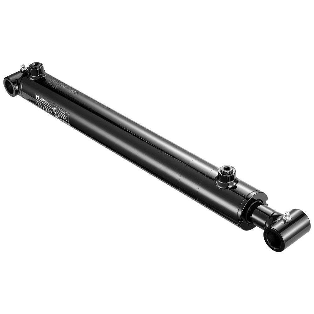 VEVOR Double Acting Hydraulic Cylinder, 2" Bore x 16" Stroke, Max 3500PSI Hydraulic Cylinder, Heavy-Duty Welded Cross Tube Cylinders with 1" Pin Hole & SAE #6 Port for Agricultural Machinery, Tractors