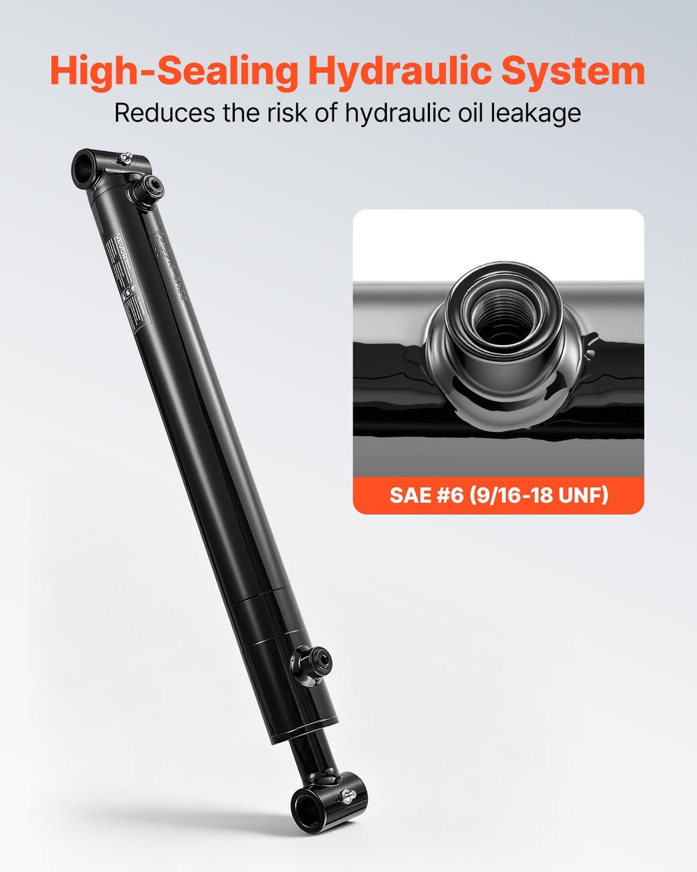 VEVOR Double Acting Hydraulic Cylinder, 2" Bore x 16" Stroke, Max 3500PSI Hydraulic Cylinder, Heavy-Duty Welded Cross Tube Cylinders with 1" Pin Hole & SAE #6 Port for Agricultural Machinery, Tractors