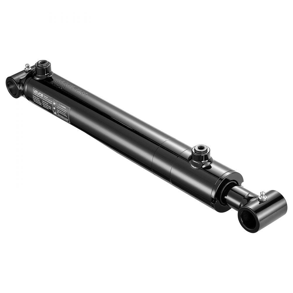 VEVOR Double Acting Hydraulic Cylinder, 2" Bore x 12" Stroke, Max 3500PSI Hydraulic Cylinder, Heavy-Duty Welded Cross Tube Cylinders with 1" Pin Hole & SAE #6 Port for Agricultural Machinery, Tractors
