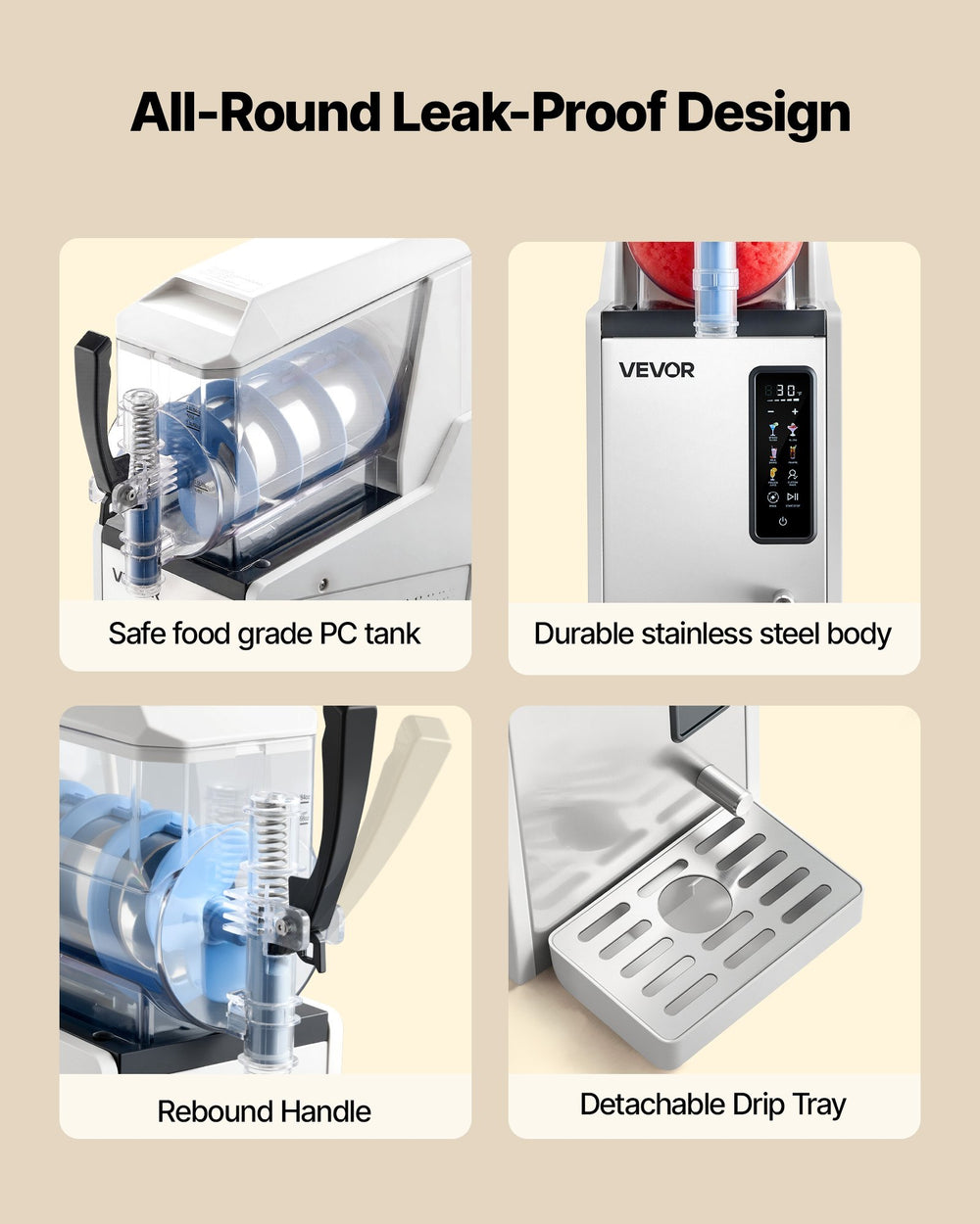 VEVOR Slushie Machine, 3L/100oz No Ice Needed Slushy Machine for Home, Frozen Drink Maker with Single Tank, Margarita Machine with Self-Cleaning, for Frozen Margaritas, Frappés, Milkshake & More