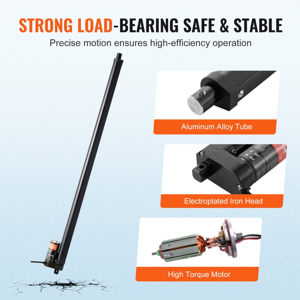 VEVOR Linear Actuator 12V, 20 Inch High Speed 0.55"/s Linear Actuator, 220lbs/1000N Linear Motion Actuator with Mounting Bracket and IP54 Protection