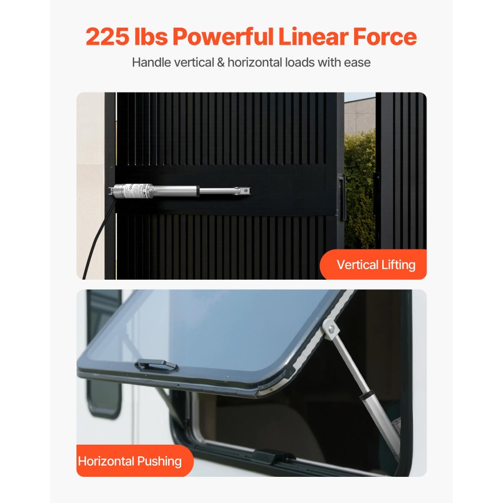 VEVOR 12V Linear Actuator, 4 Inch High Speed 0.6"/s Linear Motion Actuator, 225lbs/1000N with IP54 Protection & Mounting Bracket for Lift Desk, Recliner Chairs, Window Door Opener