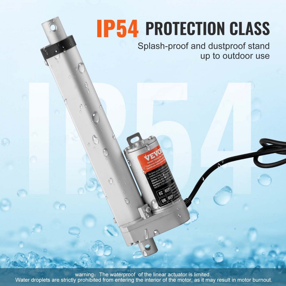 VEVOR Linear Actuator 12V, 6 Inch High Speed 0.55"/s Linear Actuator, 220lbs/1000N Linear Motion Actuator with Mounting Bracket and IP54 Protection