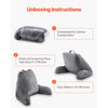 VEVOR Reading Pillow, Large Size Bed Pillow with Shredded Memory Foam, Back Pillow with 3 Pockets and Washable Short Velvet Cloth, Top with Handle, for Watching TV, Reading, Gaming, Resting, Grey