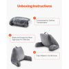 VEVOR Reading Pillow, Standard Size Bed Pillow with Shredded Memory Foam, Back Pillow with 3 Pockets and Washable Short Velvet Cloth, Top with Handle, for Watching TV, Reading, Gaming, Resting, Grey