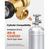 VEVOR CGA520 Acetylene Regulator for B-Type Tanks, AR-B Air Acetylene Regulator Gauge with 3/8"-24 LH Outlet Connection, Heavy-Duty Brass Body for Welding Brazing Applications