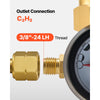 VEVOR CGA520 Acetylene Regulator for B-Type Tanks, AR-B Air Acetylene Regulator Gauge with 3/8"-24 LH Outlet Connection, Heavy-Duty Brass Body for Welding Brazing Applications