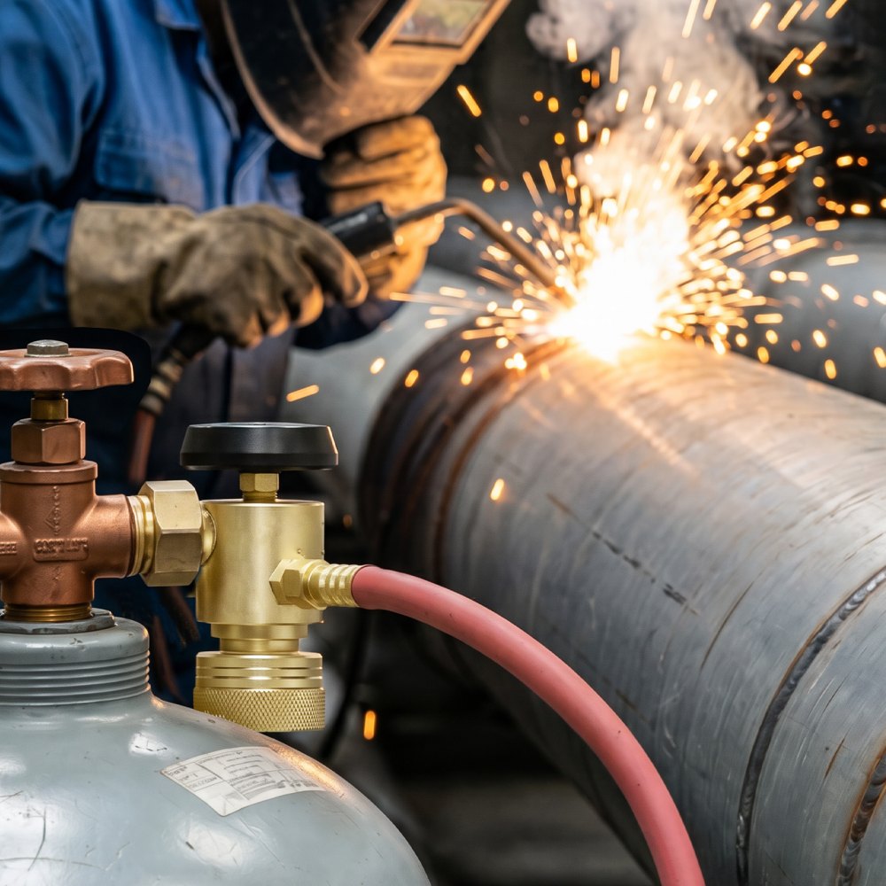 VEVOR CGA520 Acetylene Regulator for B-Type Tanks, AR-B Air Acetylene Regulator Gauge with 3/8"-24 LH Outlet Connection, Heavy-Duty Brass Body for Welding Brazing Applications