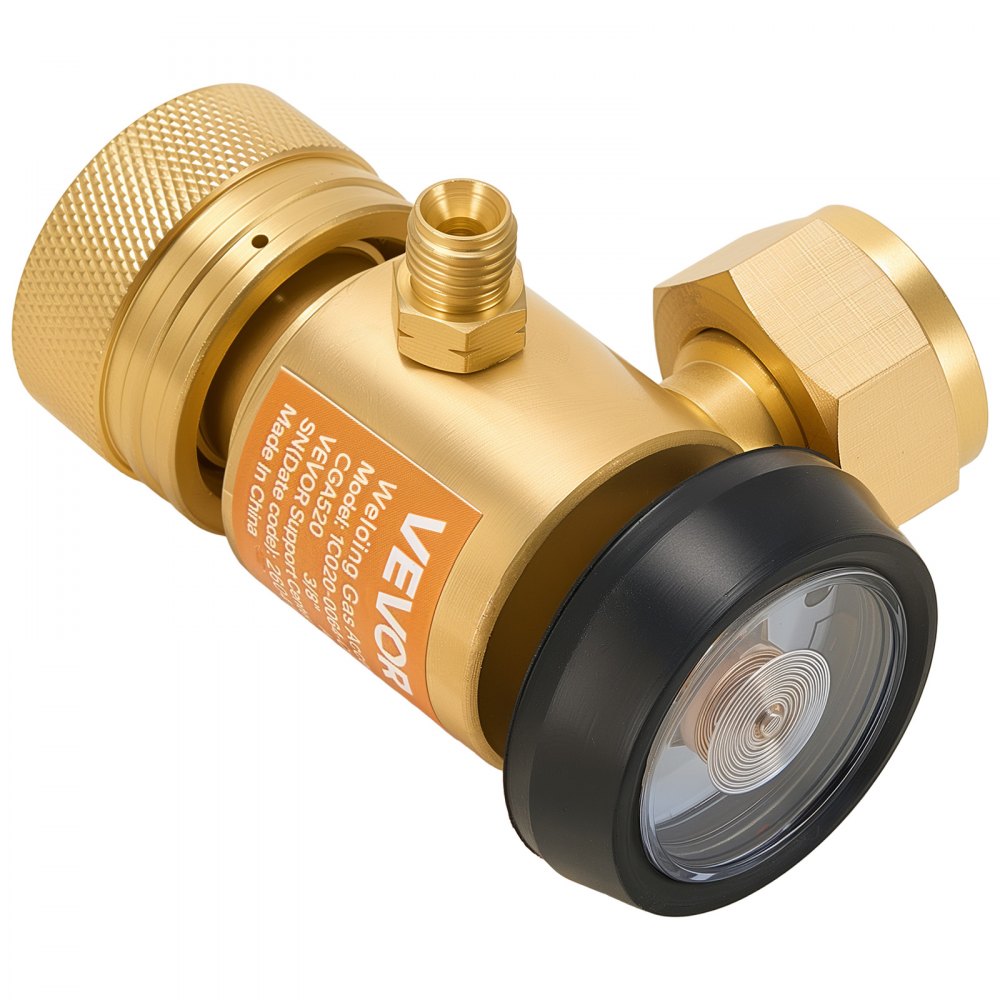 VEVOR CGA520 Acetylene Regulator for B-Type Tanks, AR-B Air Acetylene Regulator Gauge with 3/8"-24 LH Outlet Connection, Heavy-Duty Brass Body for Welding Brazing Applications