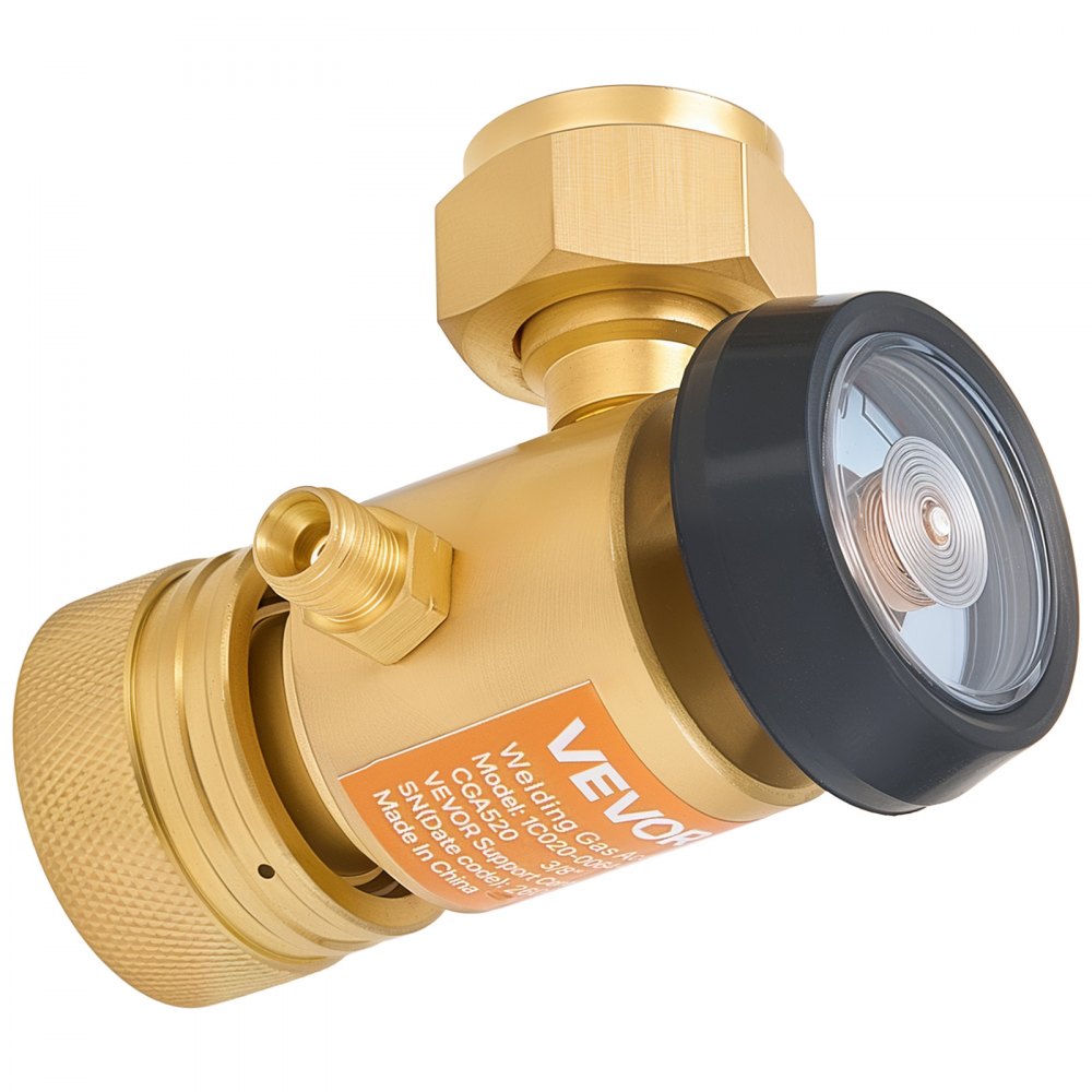 VEVOR CGA520 Acetylene Regulator for B-Type Tanks, AR-B Air Acetylene Regulator Gauge with 3/8"-24 LH Outlet Connection, Heavy-Duty Brass Body for Welding Brazing Applications