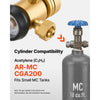 VEVOR CGA200 Acetylene Regulator for Small MC Tanks, AR-MC Air Acetylene Regulator Gauge with 3/8"-24 LH Outlet Connection, Heavy-Duty Brass Body for Welding Brazing Applications