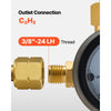 VEVOR CGA200 Acetylene Regulator for Small MC Tanks, AR-MC Air Acetylene Regulator Gauge with 3/8"-24 LH Outlet Connection, Heavy-Duty Brass Body for Welding Brazing Applications