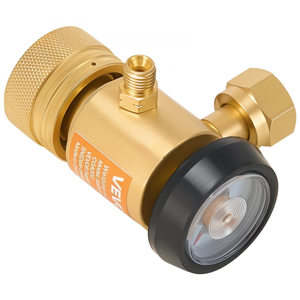 VEVOR CGA200 Acetylene Regulator for Small MC Tanks, AR-MC Air Acetylene Regulator Gauge with 3/8"-24 LH Outlet Connection, Heavy-Duty Brass Body for Welding Brazing Applications