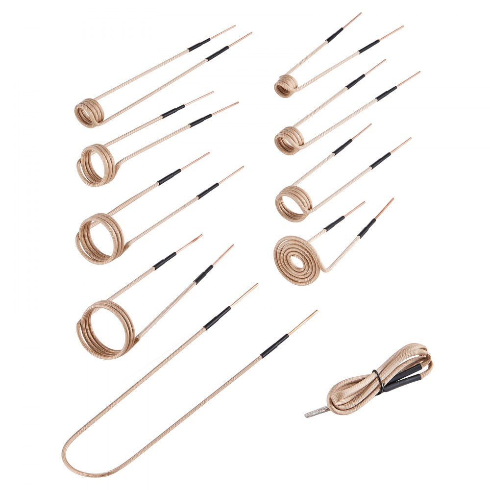 VEVOR 10Pcs Magnetic Induction Heater Coil, Inductor Heat Accessories, Mini Heater Coil Kit with Flexibility and Long Lifespan, for Removing Rusty Bolts and Nuts, 8 Coils + 1 U-Shaped + 1 Free Forming