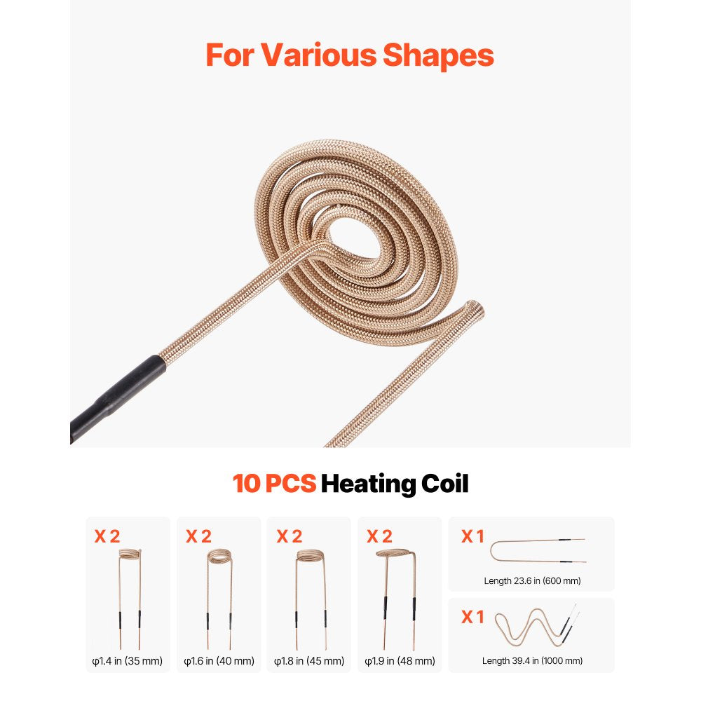 VEVOR Induction Heater Bolt Removal, 1100W 110V Magnetic Induction Heater Kit, Handheld Nut Buster Tool, Mini Heating Machine for Rusty Screw Removing, Car Garage Repairing Tools with 10 Coil and Box