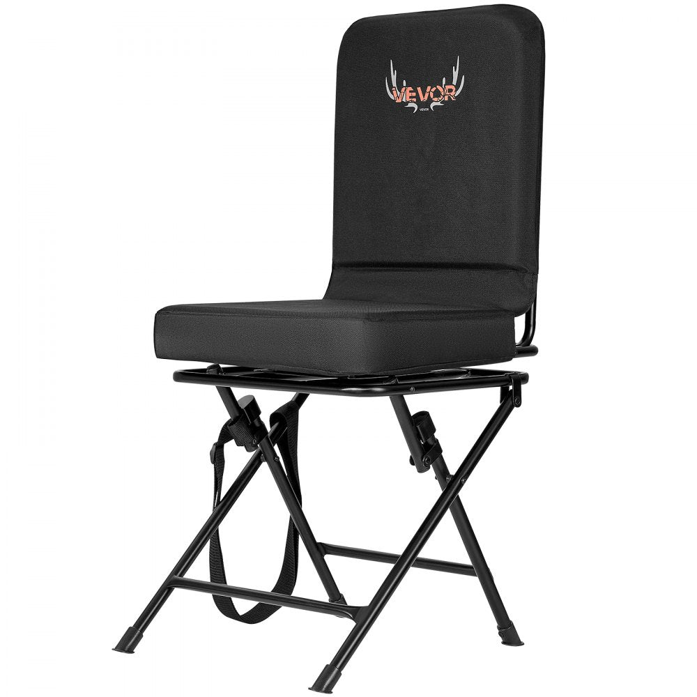 VEVOR Hunting Chair, 360° Silent Swivel, Foldable Lightweight Portable Blind Chair, Heavy-Duty Steel Frame Ground Stool Seat, with Adjustable Shoulder Strap, 300 Lbs Capacity for Fishing, Camping