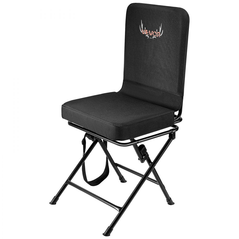 VEVOR Hunting Chair, 360° Silent Swivel, Foldable Lightweight Portable Blind Chair, Heavy-Duty Steel Frame Ground Stool Seat, with Adjustable Shoulder Strap, 300 Lbs Capacity for Fishing, Camping