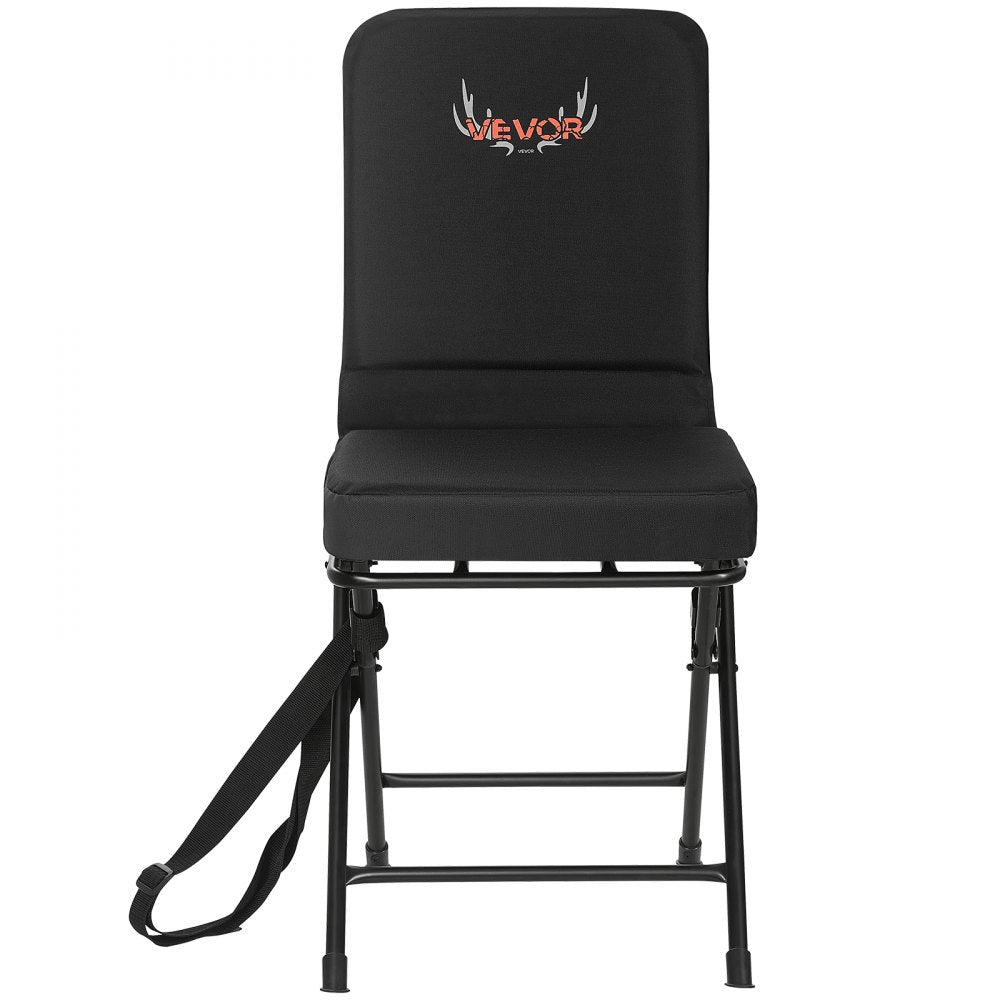 VEVOR Hunting Chair, 360° Silent Swivel, Foldable Lightweight Portable Blind Chair, Heavy-Duty Steel Frame Ground Stool Seat, with Adjustable Shoulder Strap, 300 Lbs Capacity for Fishing, Camping