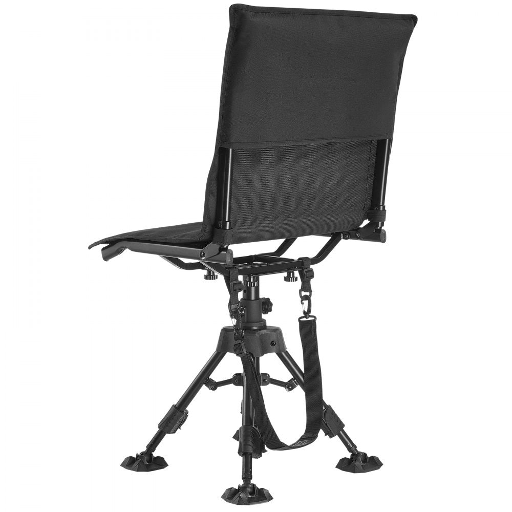 VEVOR Hunting Chair, 360° Silent Swivel, Foldable Portable Blind Chair, Heavy-Duty Steel Frame Ground Stool Seat,with Seat Cover, Anti-Sink Feet, Height Adjustable, 350 Lbs Capacity, for Fishing
