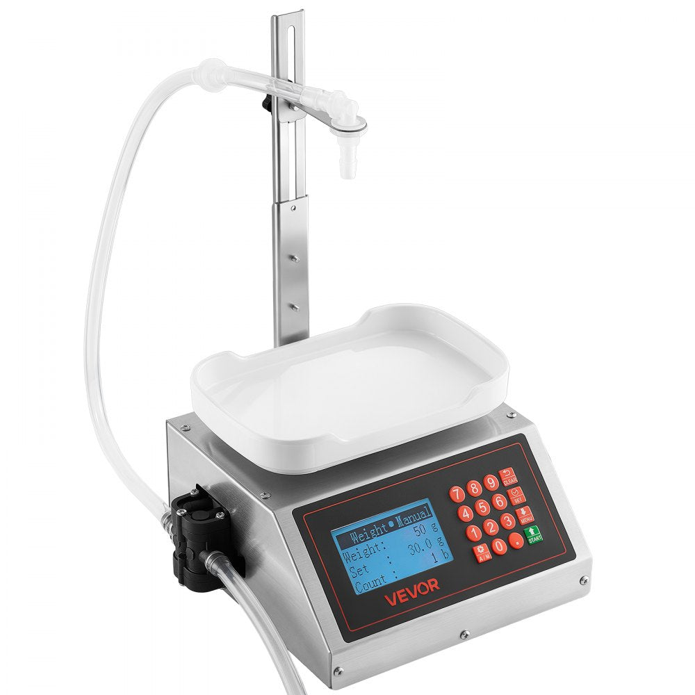 VEVOR Liquid Filling Machine, 10-1000g Recommend Automatic Bottle Filler, for Water, Detergent, Oil, Premium Stainless Steel Body, Digital Weighing, Adjustable Stand, Memory Presets, Easy to Operate