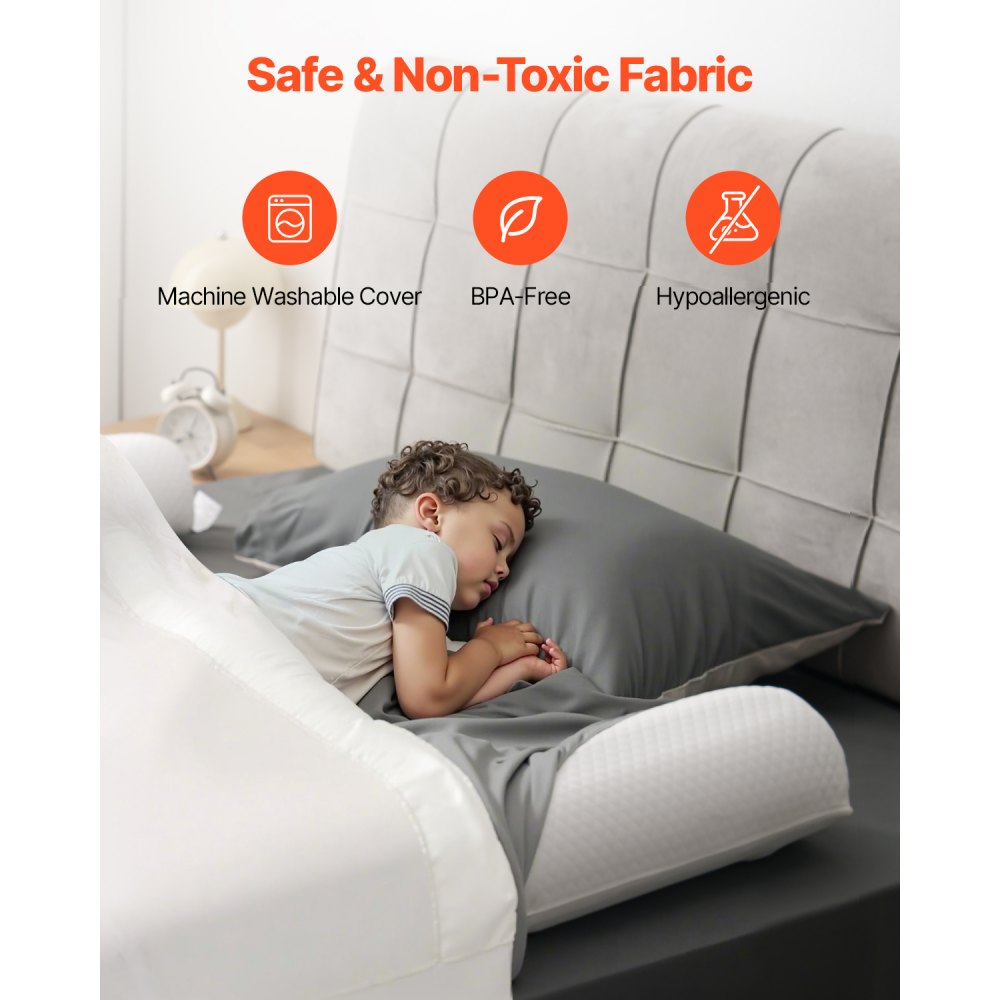 VEVOR Bed Bumper for Toddlers, 52-inch Inflatable Bed Guard Rail with Safety Flap, 2-Pack Toddler Bedrail Bumpers with Non-Slip Bottom & Machine-Washable Cover for Twin, Full, Queen and King Beds