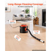 VEVOR Ash Vacuum 2.6 Gallon, 1200W Powerful Fireplace Cleaner Steel Body, for Fireplace, Pellet Stoves, Wood Stoves, Fire Pit, Grills, Double Stage Filtration System, 2.7 FT Hose, Black & Orange