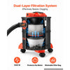 VEVOR Ash Vacuum 5.3 Gallon, 1200W Powerful Fireplace Cleaner with Casters, for Fireplace, Pellet Stove, Wood Stoves, Fire Pit, Grills, Steel Body, Double Stage Filtration, 5 FT Hose, Black & Orange