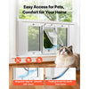 VEVOR Cat Door for Window, Adjustable to Fit Window Width 31"-36", 4 Secure Lock Modes, Aluminum Frame and High-Transparency Glass, Magnetic Closure, Weatherproof Quick-Fit Pet Door for Cats, White