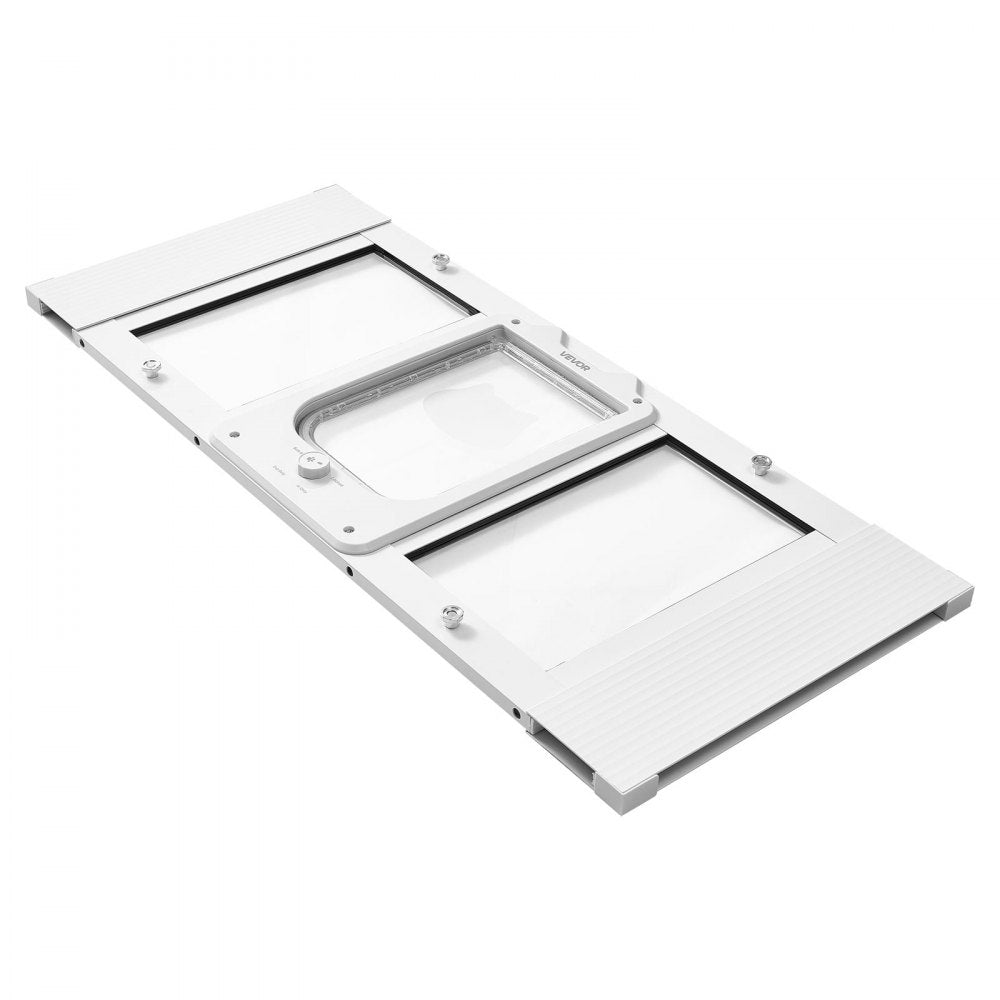 VEVOR Cat Door for Window, Adjustable to Fit Window Width 31"-36", 4 Secure Lock Modes, Aluminum Frame and High-Transparency Glass, Magnetic Closure, Weatherproof Quick-Fit Pet Door for Cats, White