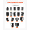 VEVOR 3/4 in Drive Impact Socket Set, 21 Pieces SAE 3/4 in to 2 in, 6 Point Cr-V Alloy Steel for Auto Repair, Easy-to-Read Size Markings, Includes Extension Bars, Ratchet Handle and Storage Case