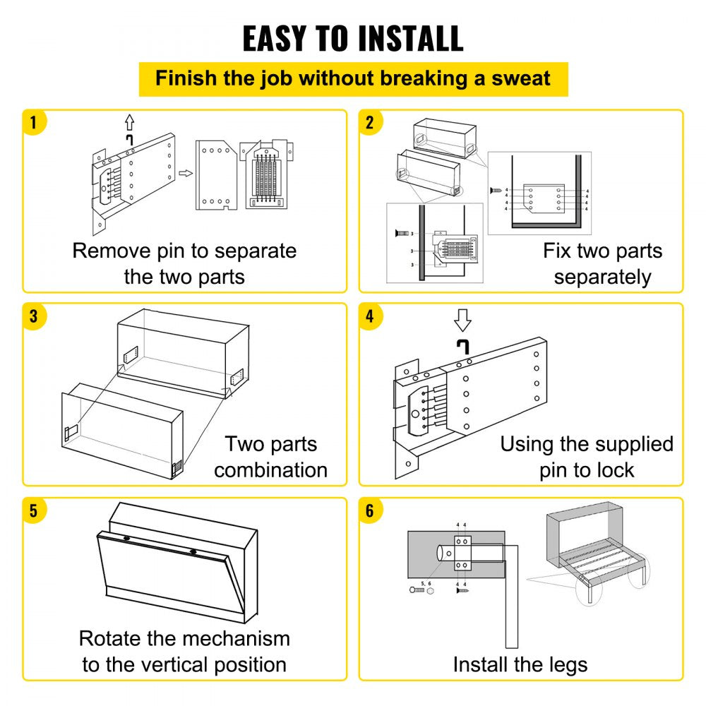 VEVOR Murphy Mounting Wall Springs Mechanism Heavy Duty Support Hardware DIY Kit for Queen Twin Size Bed (Horizontal), White