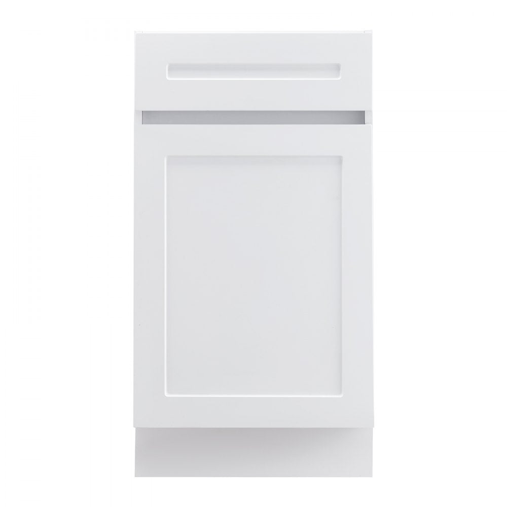 VEVOR White Shaker Base Cabinet with Drawer, 18-Inch Unassembled Drawer Base Cabinet, 18" W x 24" D x 34.5" H Ready to Assemble Cabinet with Soft-Close Door and Adjustable Shelf, for Home Office