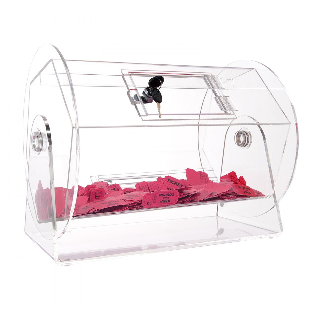 VEVOR Acrylic Raffle Drum,Professional Raffle Ticket Spinning Cage with 2 Keys, Transparent Lottery Spinning Drawing, Holds 5000 Tickets or 200 Raffle Balls, Raffle Ticket Box for Lottery Games Bingo