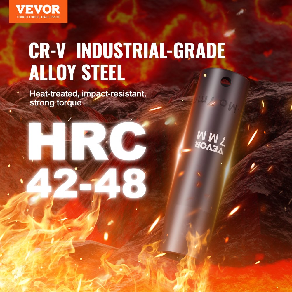 VEVOR Impact Socket Set with 1/2" Drive, Comprising 23 Pieces in SAE (7/16" -1") & Metric Measurements, 6 Point Cr-V Alloy Steel, Ideal for Car Maintenance, Includes Ratchet Handle and Durable Storage Case