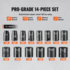 VEVOR 3/8" Drive Impact Socket Set, 14 Piece Shallow Socket Set Metric 7-20mm, 6 Point Cr-Mo Alloy Steel for Auto Repair, Easy-to-Read Size Markings, Rugged Construction, Includes Storage Case