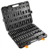 VEVOR 3/8" & 1/2" Drive Impact Socket Set, 59PCS Socket Set SAE 5/16" to 1-1/4" and Metric 6-32mm, 6 Point Cr-Mo Alloy Steel for Auto Repair, Easy-to-Read Markings, Rugged Construction, Storage Case