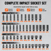 VEVOR Drive Impact Socket Set 1/4"  - 55 Piece Deep & Shallow Socket Set SAE 5/32"-9/16" and Metric 4-15mm - 6 Point CR-V Alloy Steel for Auto Repair - Easy-to-Read Size Markings - Storage Case
