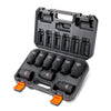 VEVOR 1/2" Drive Impact Socket Set, 9 Piece Deep Socket Set Metric 29-38mm, 6 Point Cr-Mo Alloy Steel for Auto Repair, Easy-to-Read Size Markings, Rugged Construction, Includes Storage Case