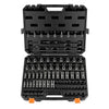 VEVOR Impact Socket Set, 3/8" Drive, 90-Piece Socket Set, 6 Point Sockets, SAE 1/4"-3/4" and Metric 6-19 mm, Easy to Identify, with Adapters, Sturdy Storage Case, Cr-Mo Alloy Steel for Vehicles Repair