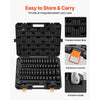 VEVOR Impact Socket Set, 1/2" Drive, 65-Piece Socket Set, 6 Point Sockets, SAE 3/8" to 1-1/4" and Metric 10-24 mm, Easy to Identify, with a Sturdy Storage Case, Cr-V Alloy Steel for Vehicles Repair