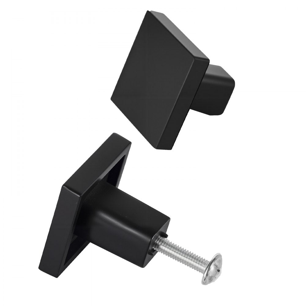 VEVOR Cabinet Knobs, 10 Pack, 1.18 Inch Black Zinc Alloy Drawer Pulls & Door Handles, Square Kitchen Solid Knobs Dresser Handles, Cupboard Hardware with Screws for Bathroom Closet Cabinets Drawers