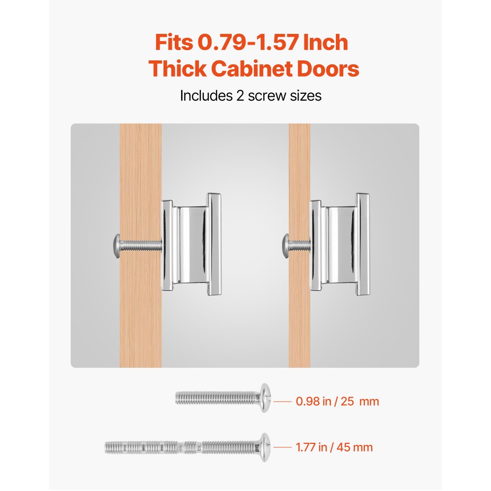 VEVOR Cabinet Knobs, 10 Pack, 1.42 Inch Zinc Alloy Drawer Pulls Door Handles, Rectangular Kitchen Dresser Solid Knobs, Cupboard Hardware with Screws for Bathroom Closet Cabinets Drawers, Chrome Color
