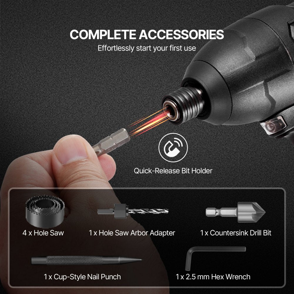VEVOR Drill Bit Set, 100 Pieces Drill and Driver Bit Set, Screwdriver Bit Set Suitable for Wood Metal Cement Drilling and Screw Driving, Drill Bit Sets Combo Kit Assorted in Organized Carrying Case