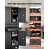 VEVOR Metal Storage Cabinet with Wheels, 180 lbs Shelf Load Capacity, 75" Tall Rolling Garage Tool Storage Cabinet with 4 Locking Doors and Adjustable Shelves, 2 Drawers, for Garage, Office, Home