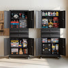 VEVOR Metal Storage Cabinet with Wheels, 180 lbs Shelf Load Capacity, 75" Tall Rolling Garage Tool Storage Cabinet with 4 Locking Doors and Adjustable Shelves, 2 Drawers, for Garage, Office, Home