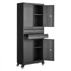 VEVOR Metal Storage Cabinet with Wheels, 180 lbs Shelf Load Capacity, 75" Tall Rolling Garage Tool Storage Cabinet with 4 Locking Doors and Adjustable Shelves, 2 Drawers, for Garage, Office, Home