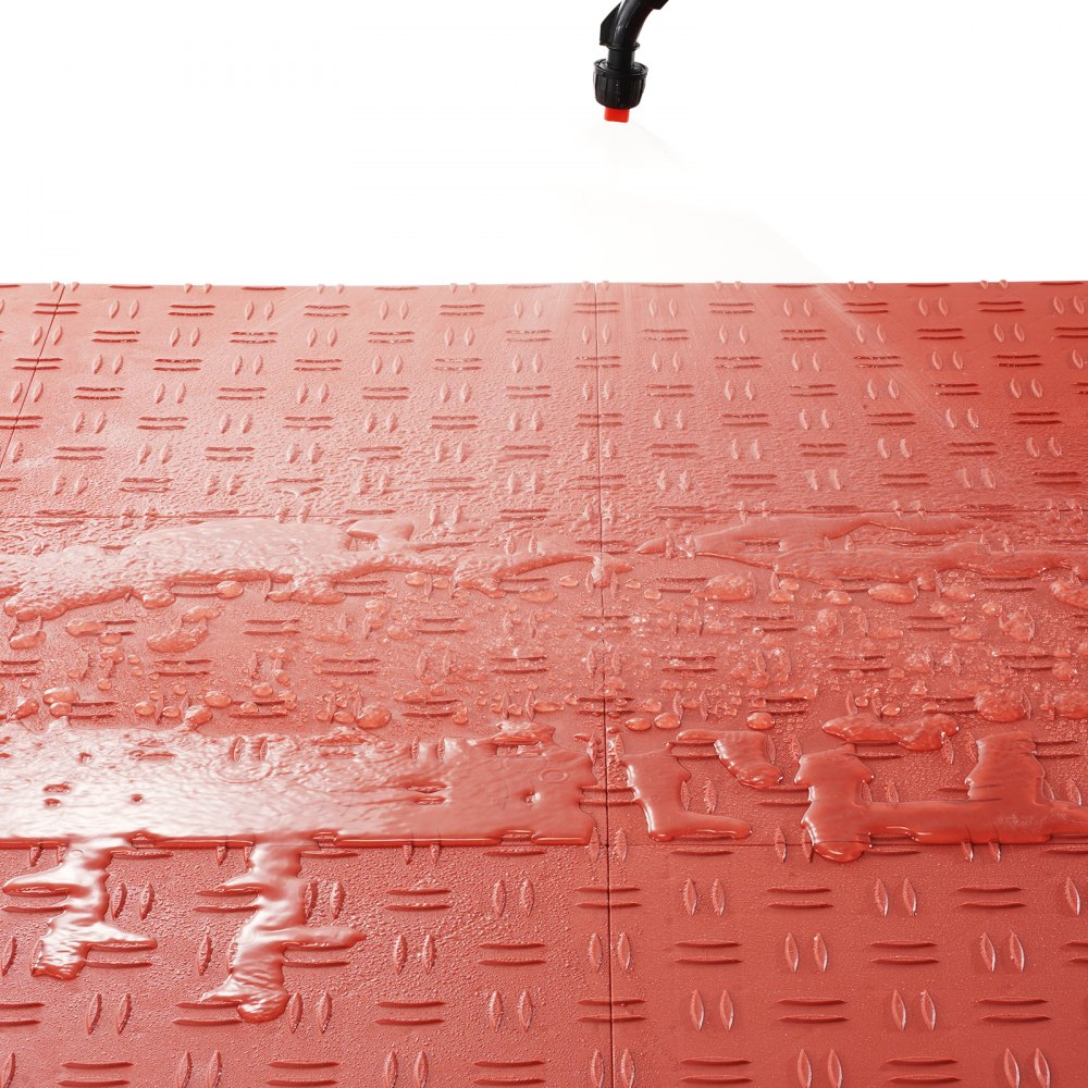 VEVOR Garage Tiles Interlocking, 12 x 12 x 0.53 inch 50 Pack Garage Floor Covering Tiles, Non-Slip Double-Sided Texture Garage Flooring Tiles, for Garages, Basements, Repair Shops, Red