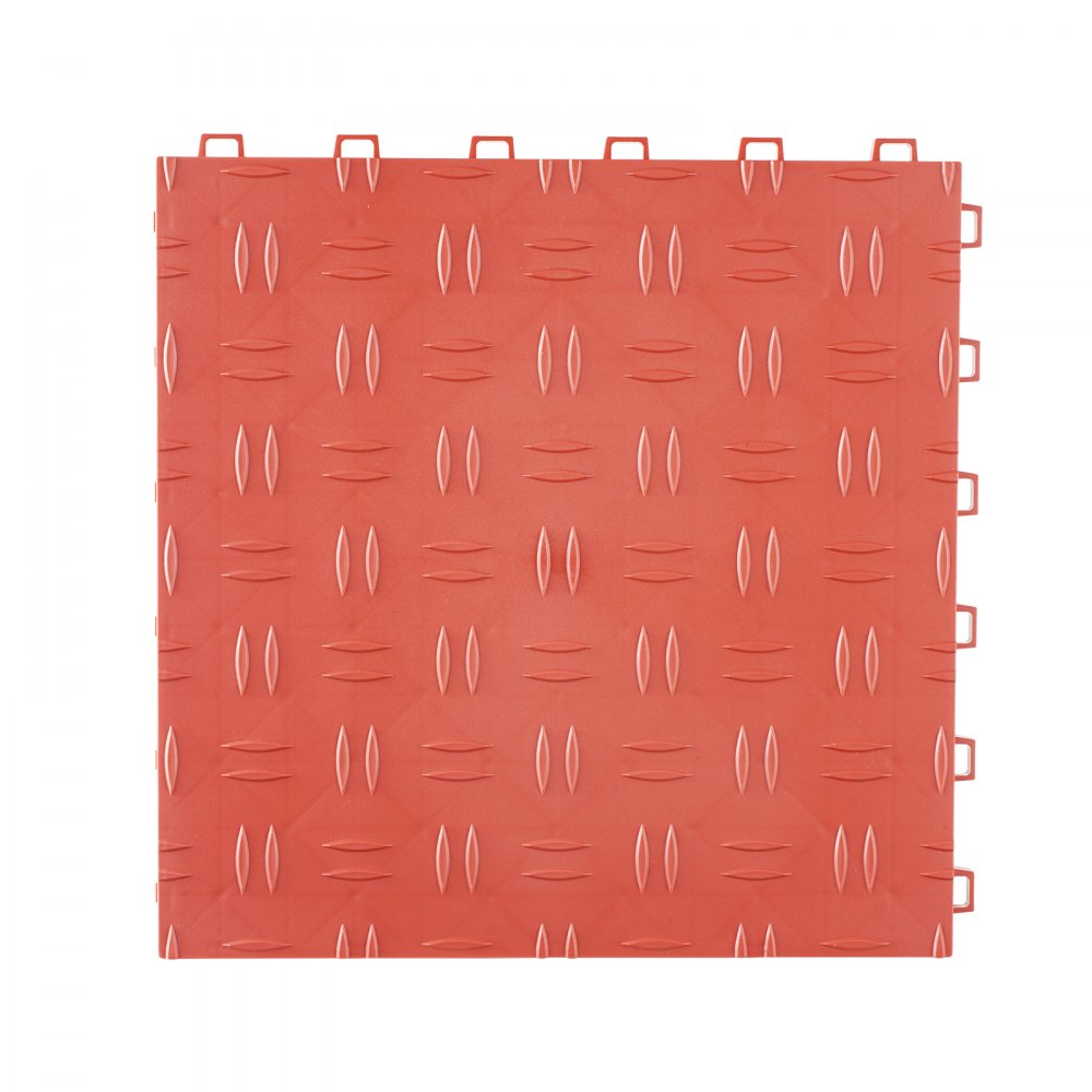 VEVOR Garage Tiles Interlocking, 12 x 12 x 0.53 inch 50 Pack Garage Floor Covering Tiles, Non-Slip Double-Sided Texture Garage Flooring Tiles, for Garages, Basements, Repair Shops, Red