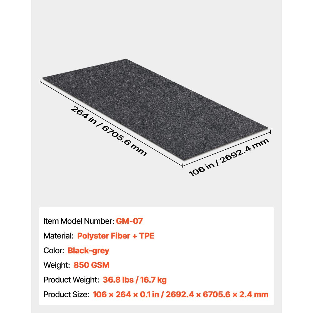 VEVOR Garage Floor Mat, 8'10"x22' Waterproof Protection from Water,Snow, Rain,Mud and Oil for Cars, Non-slip Heavy Duty Containment Mat with TPE Anti-Leak Backing & Easy to Clean & Cuttable