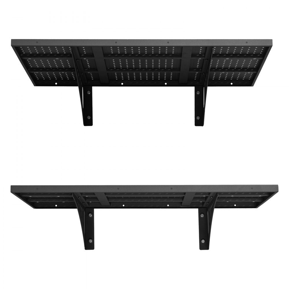 VEVOR 2-Tier Heavy Duty Wall Garage Shelving, 2 x 3 ft Steel Wall Mounted Shelving Unit, 12 x 72 Inch Per Shelf Floating Storage Metal Rack for Garage with 560 lbs Total Weight Capacity, Black